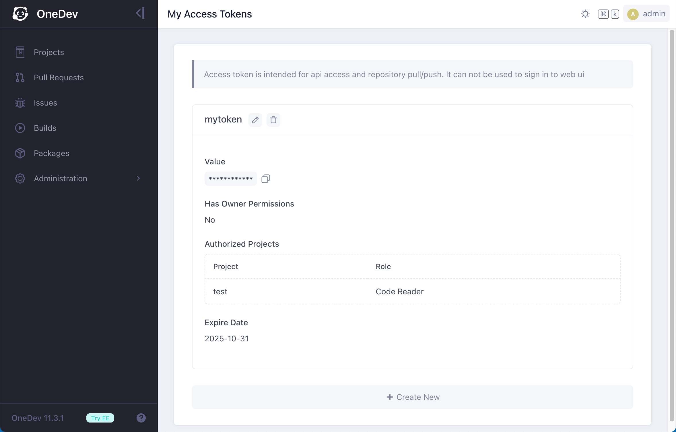 Manage Access Tokens OneDev Documentation