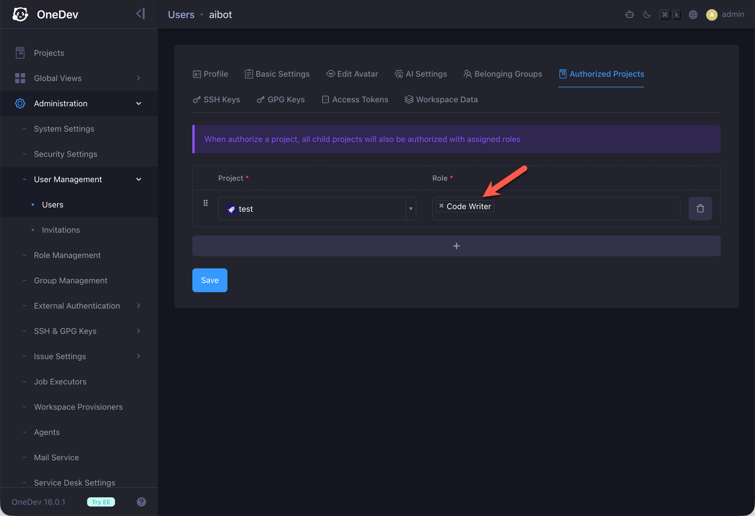 set ai user permission