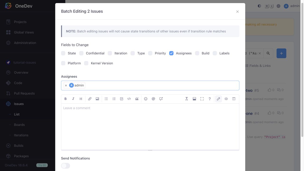 Replace assignees in the batch editor