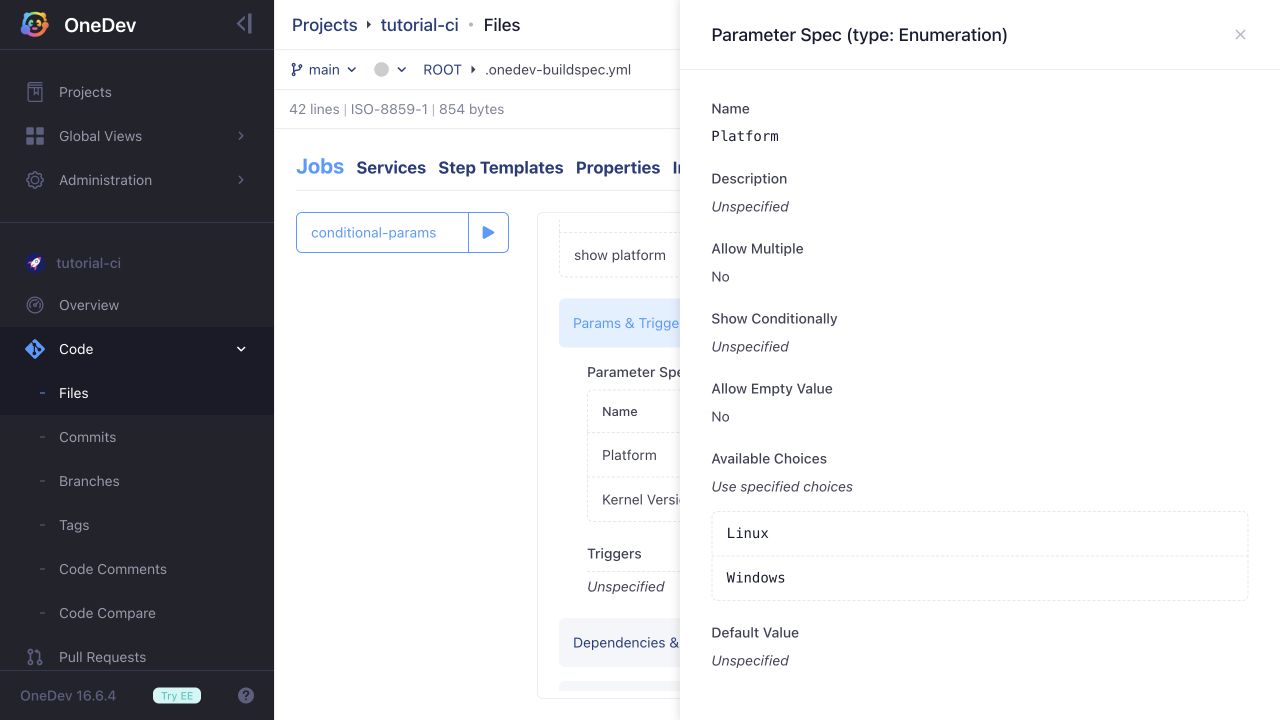 Platform enumeration parameter