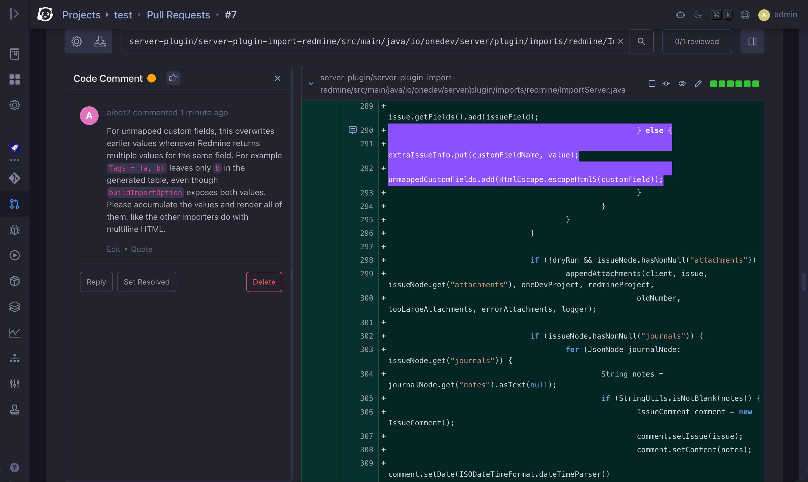 Code comment