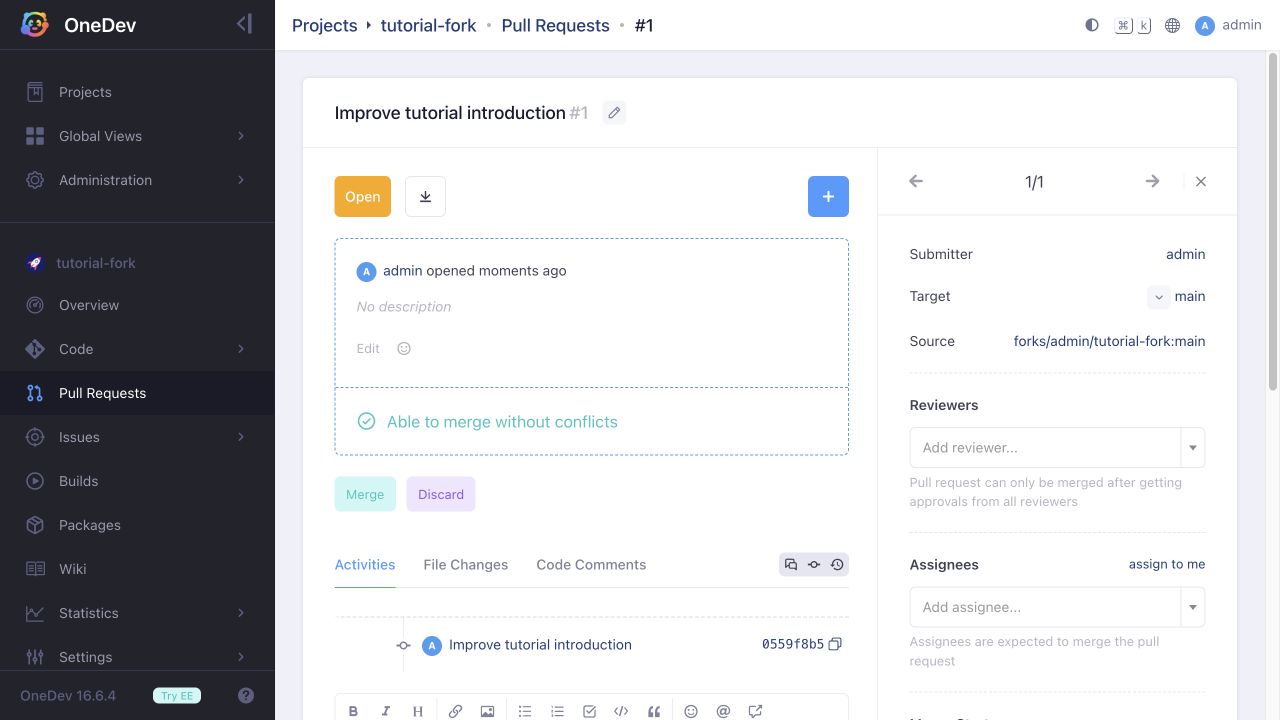 Pull request submitted from a fork