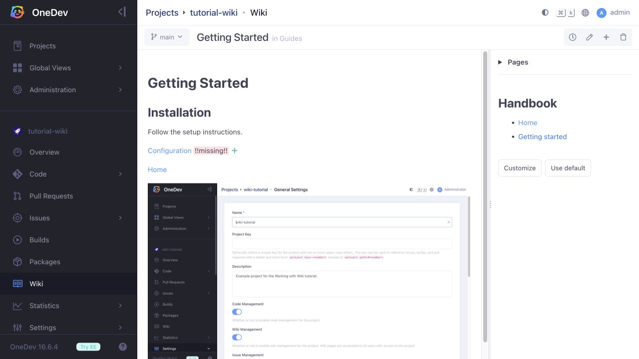 Custom sidebar links on a nested wiki page