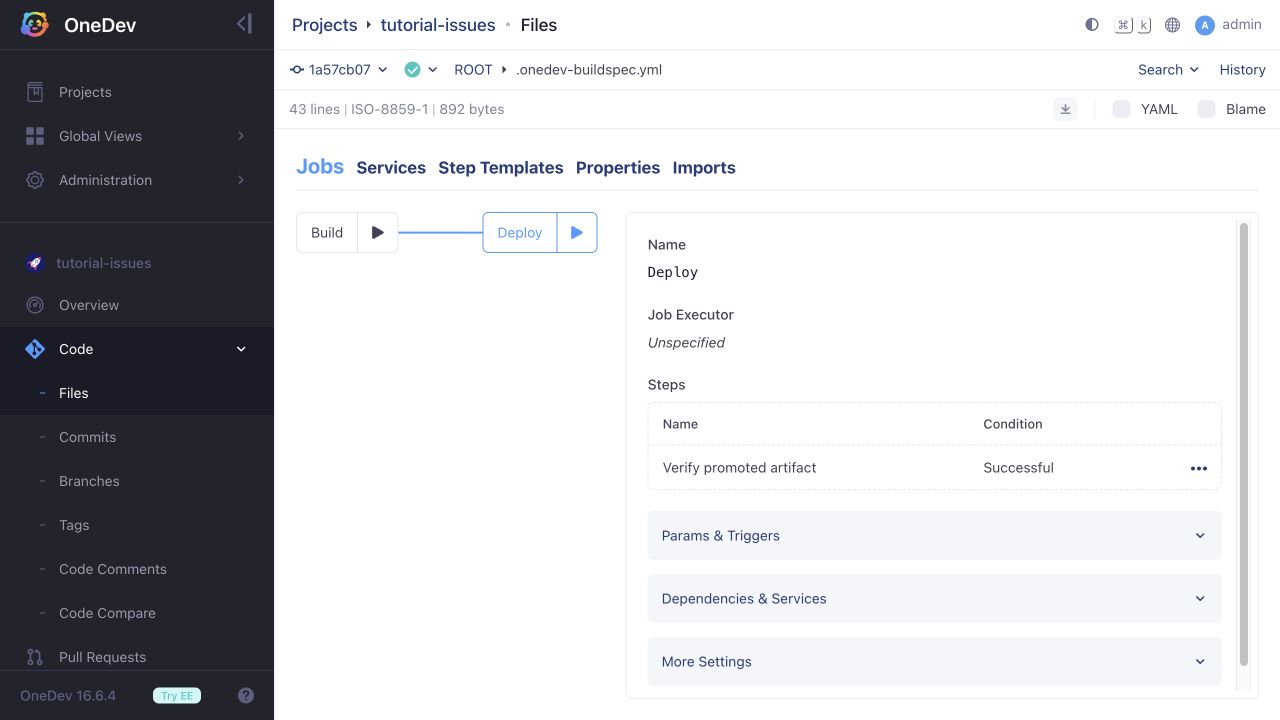 Running Deploy from the build specification
