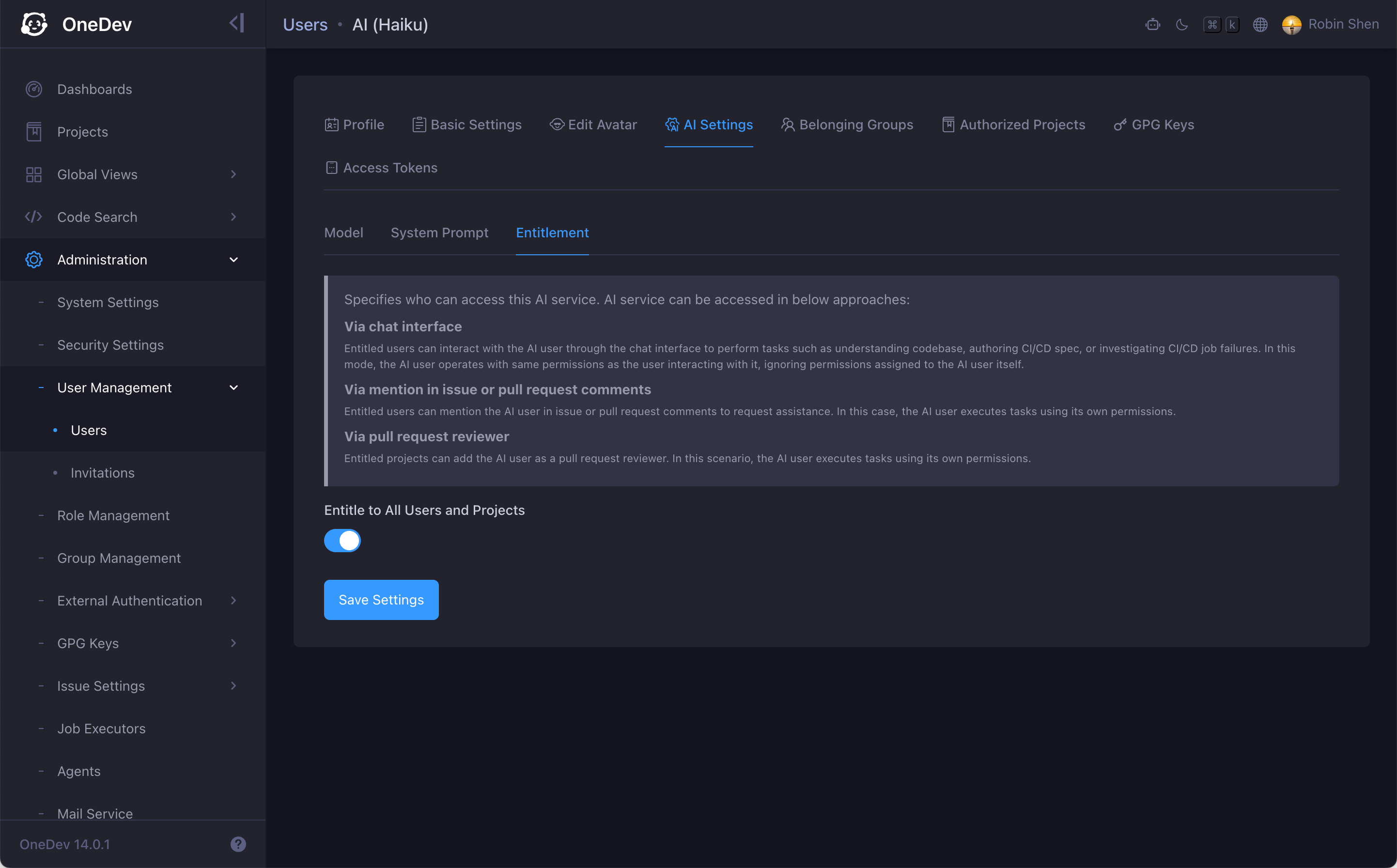 entitlement and system prompt