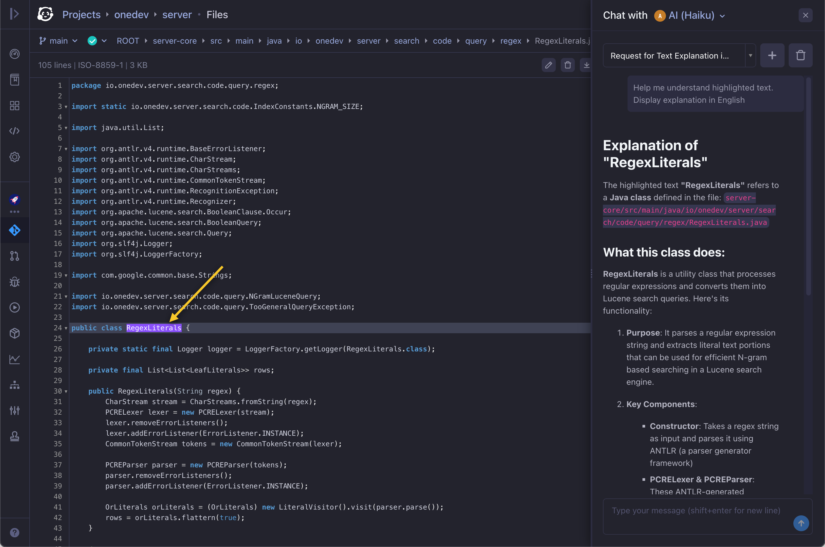 explain highlighted text