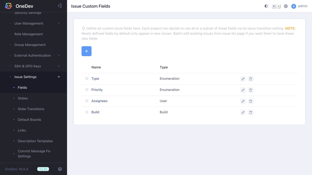 Issue custom fields