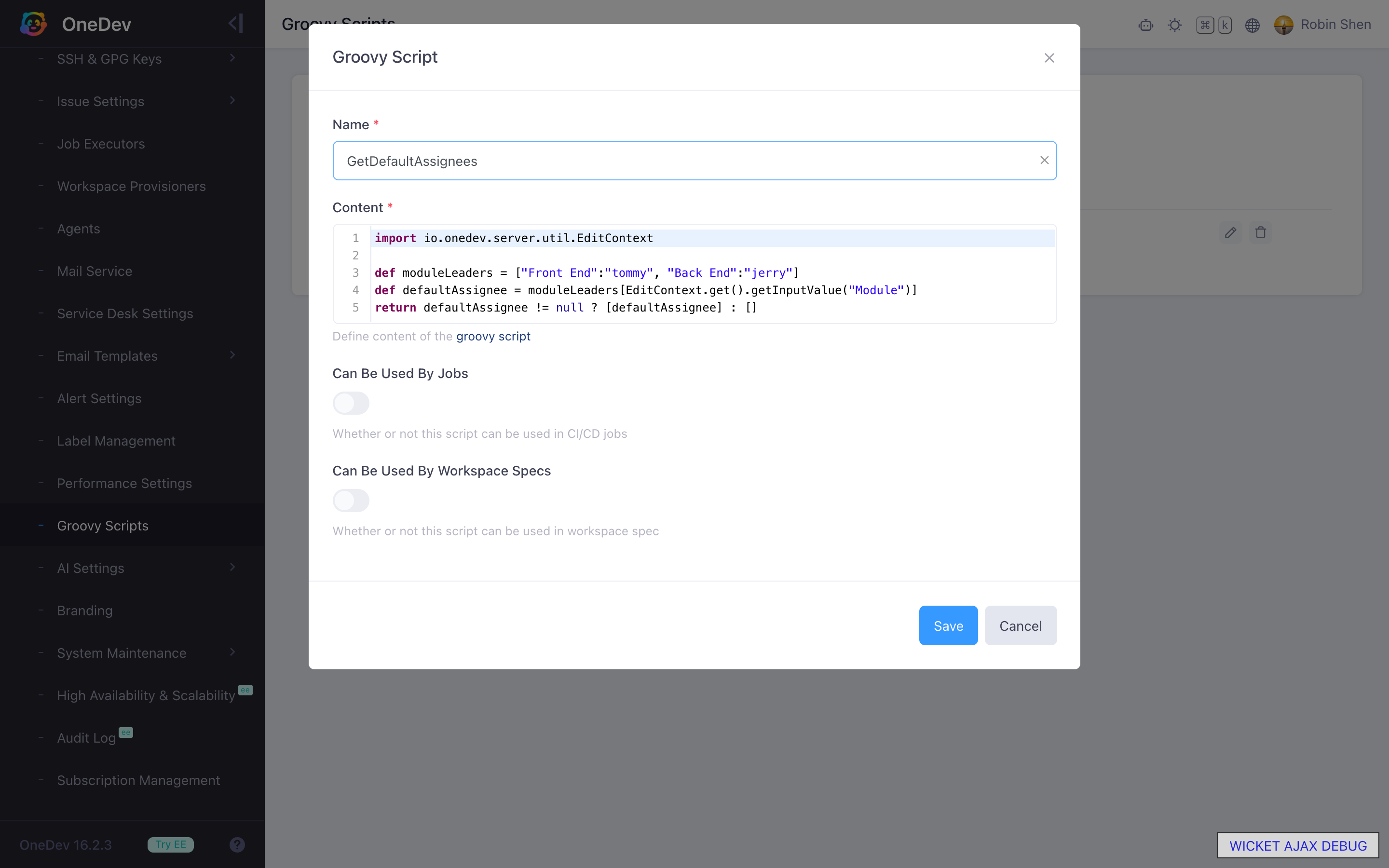 Default Assignee Groovy Script