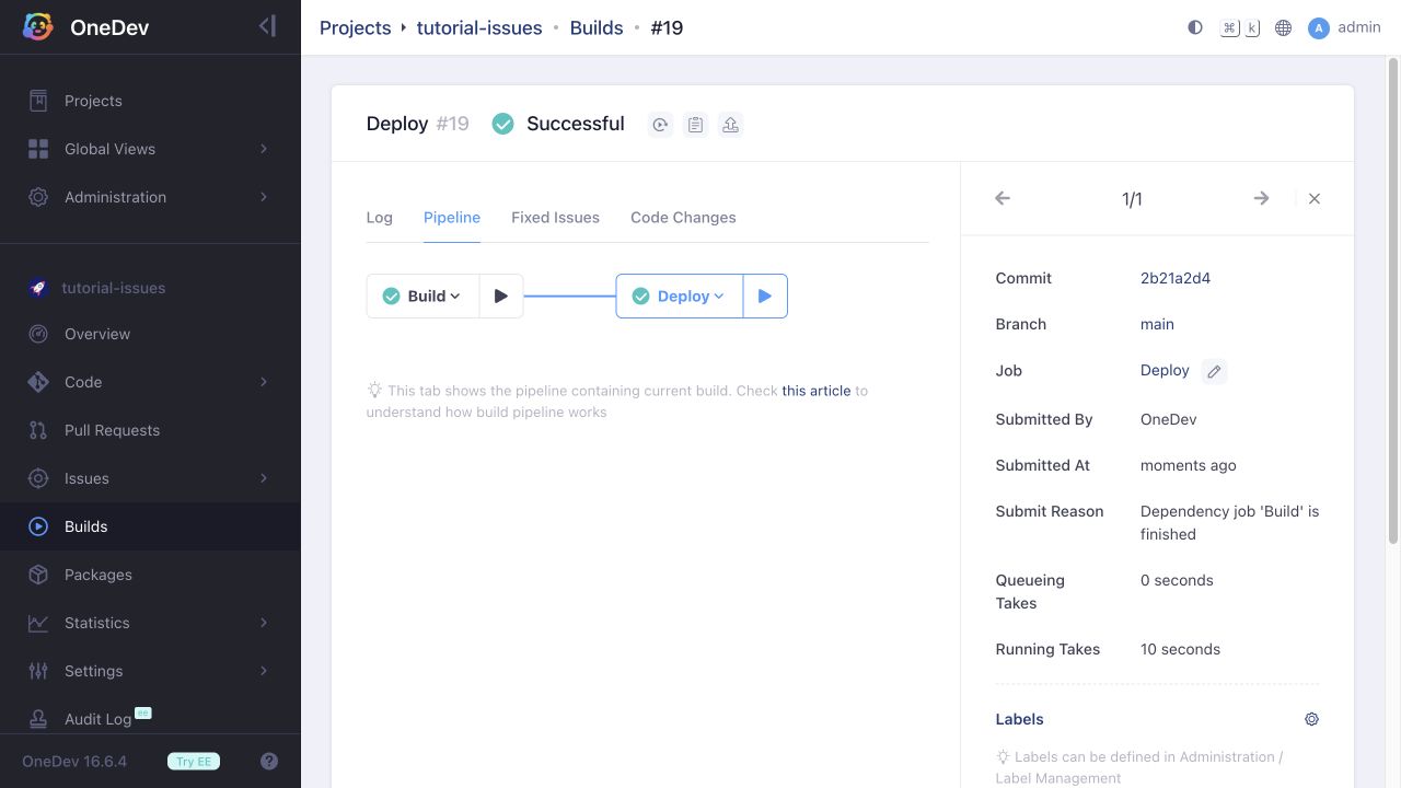 Build and Deploy pipeline