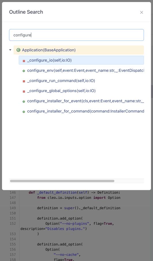Python outline search