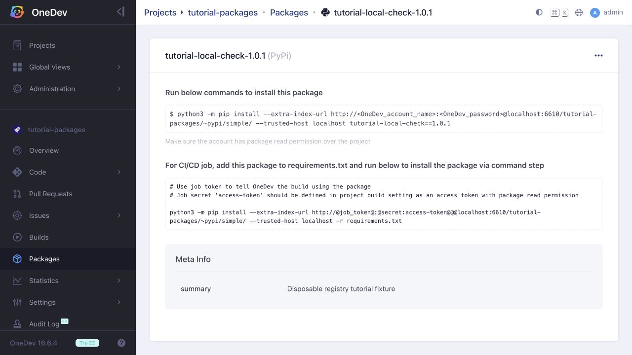 Python package published by a CI build