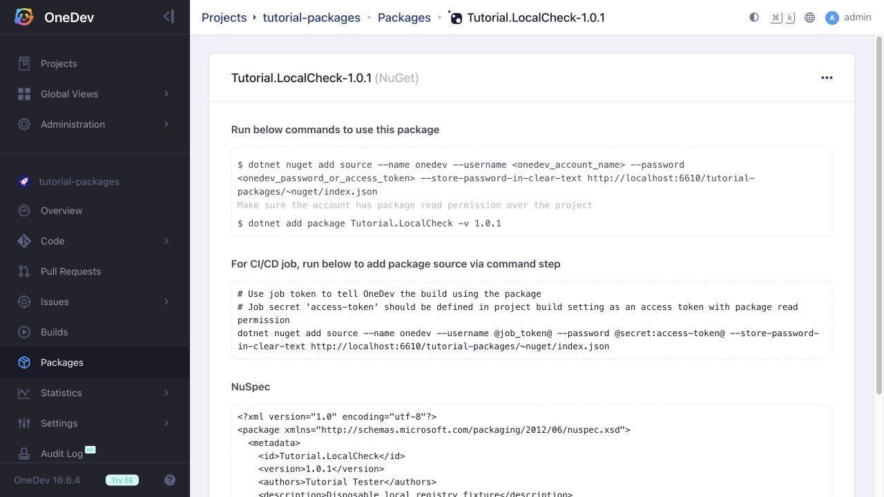 NuGet package linked to its publishing build