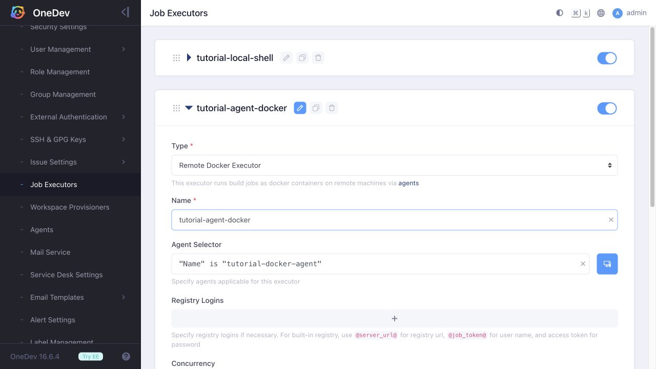 Remote Docker executor configuration