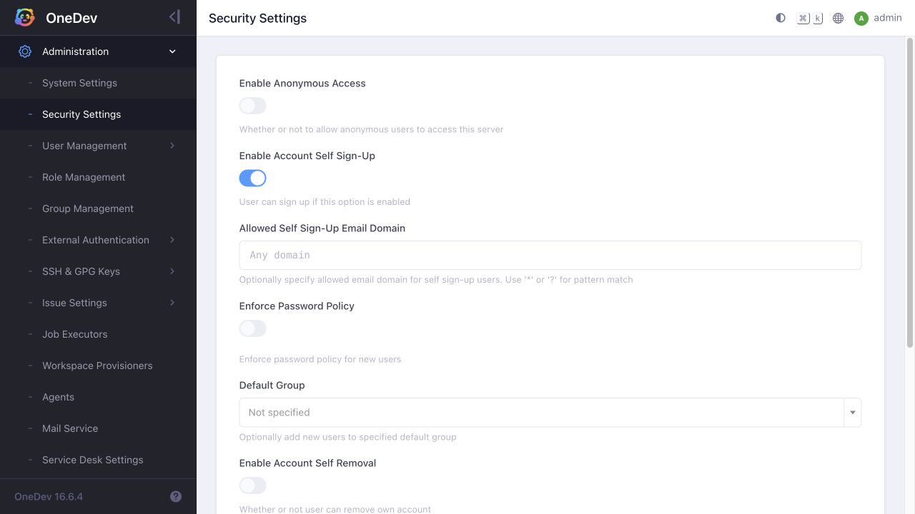 Enable Anonymous Access in Security Settings