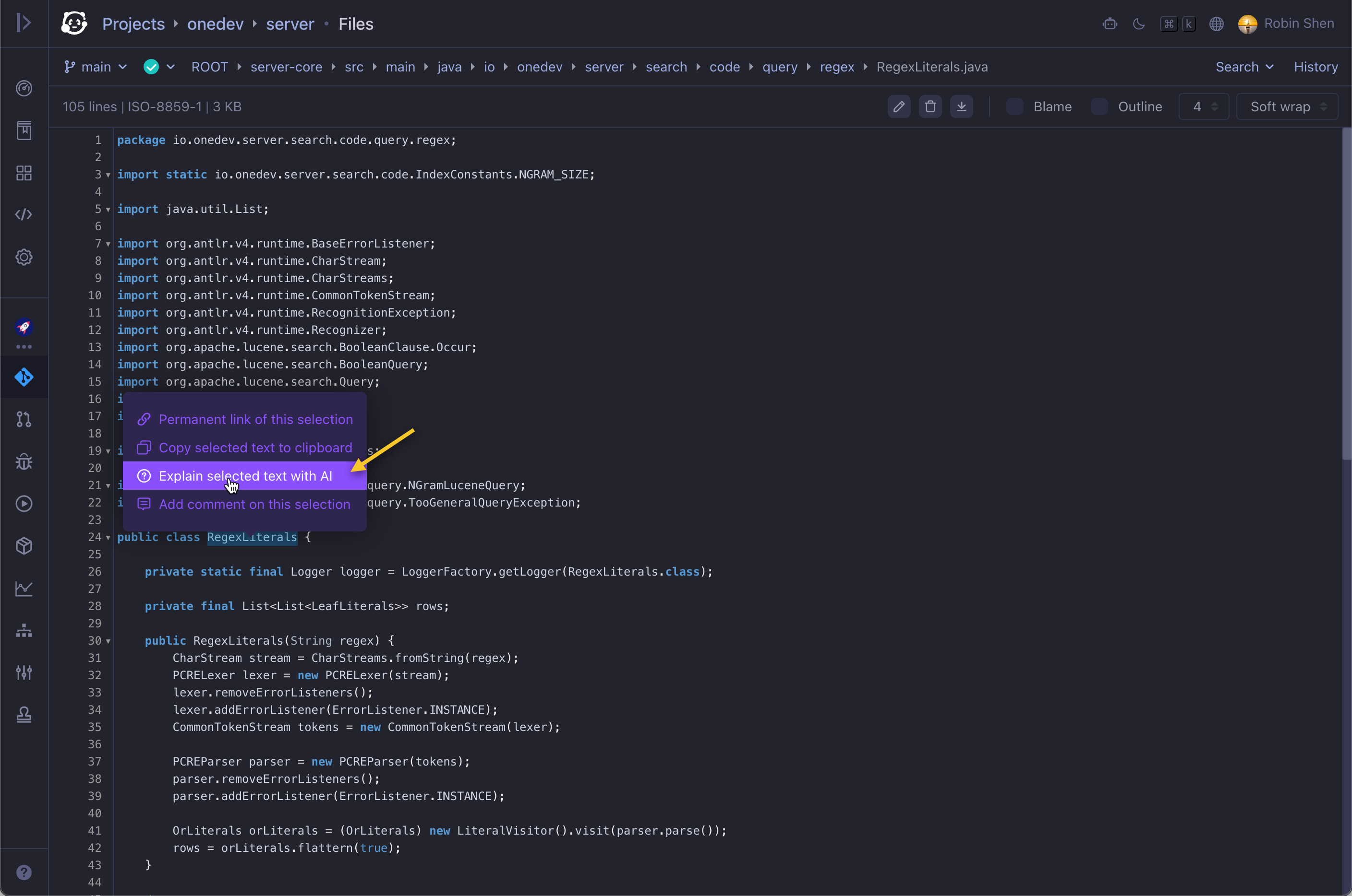 select code snippet and ask