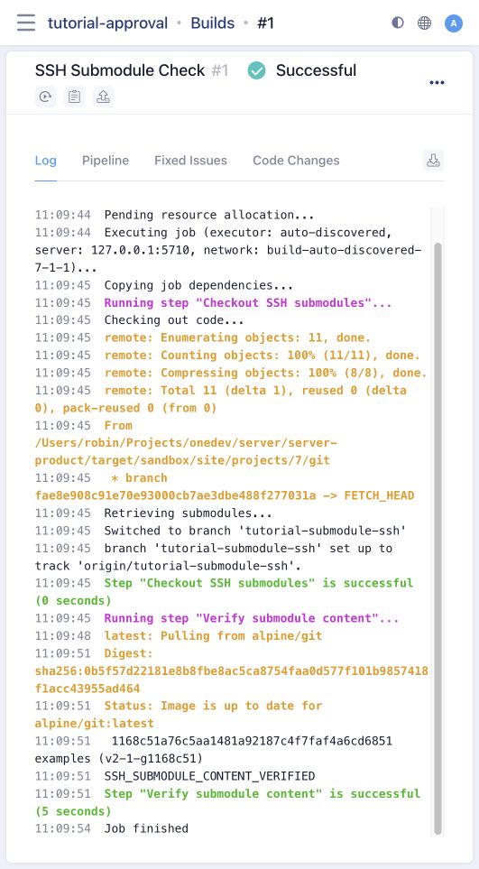 Successful SSH checkout and content assertion
