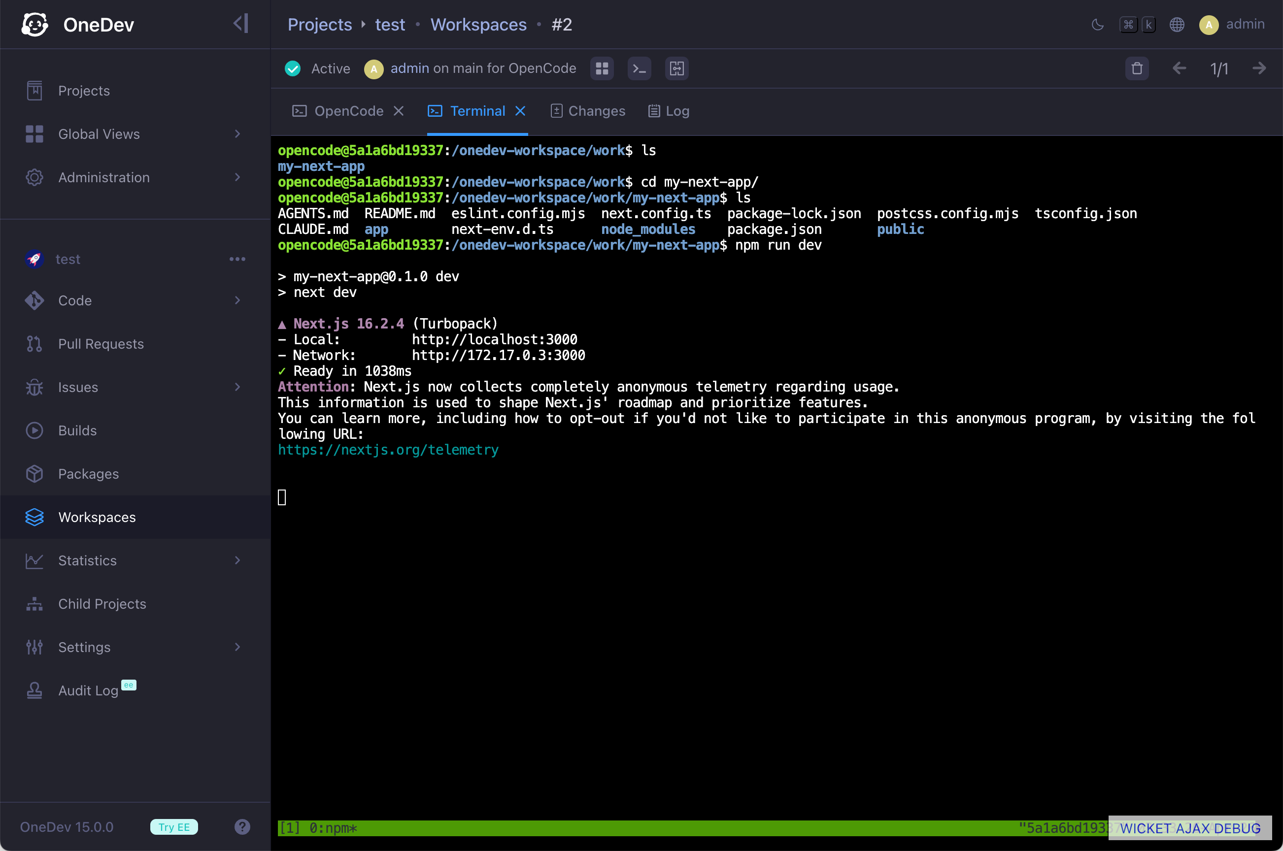 start dev server