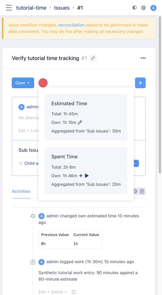 Own time and aggregated child time