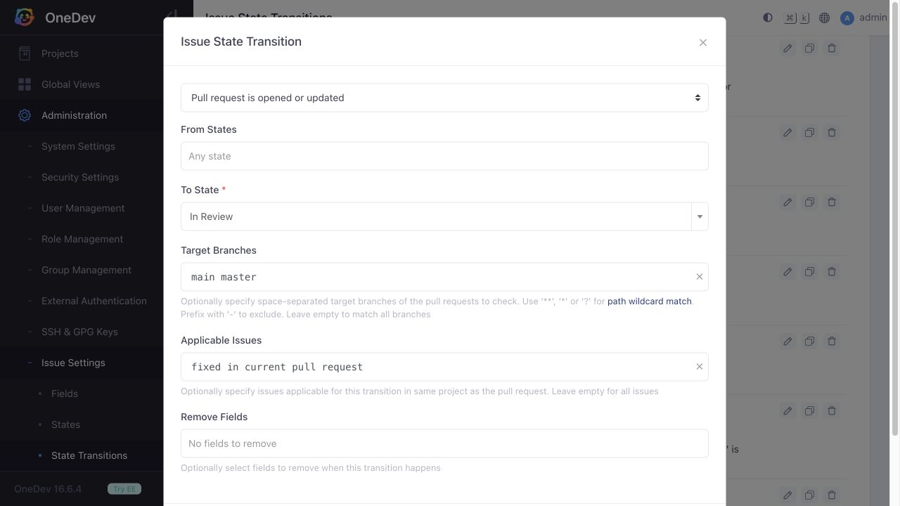 Pull request review transition