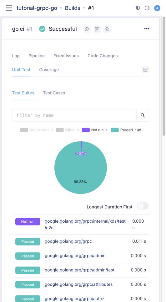 Go test report