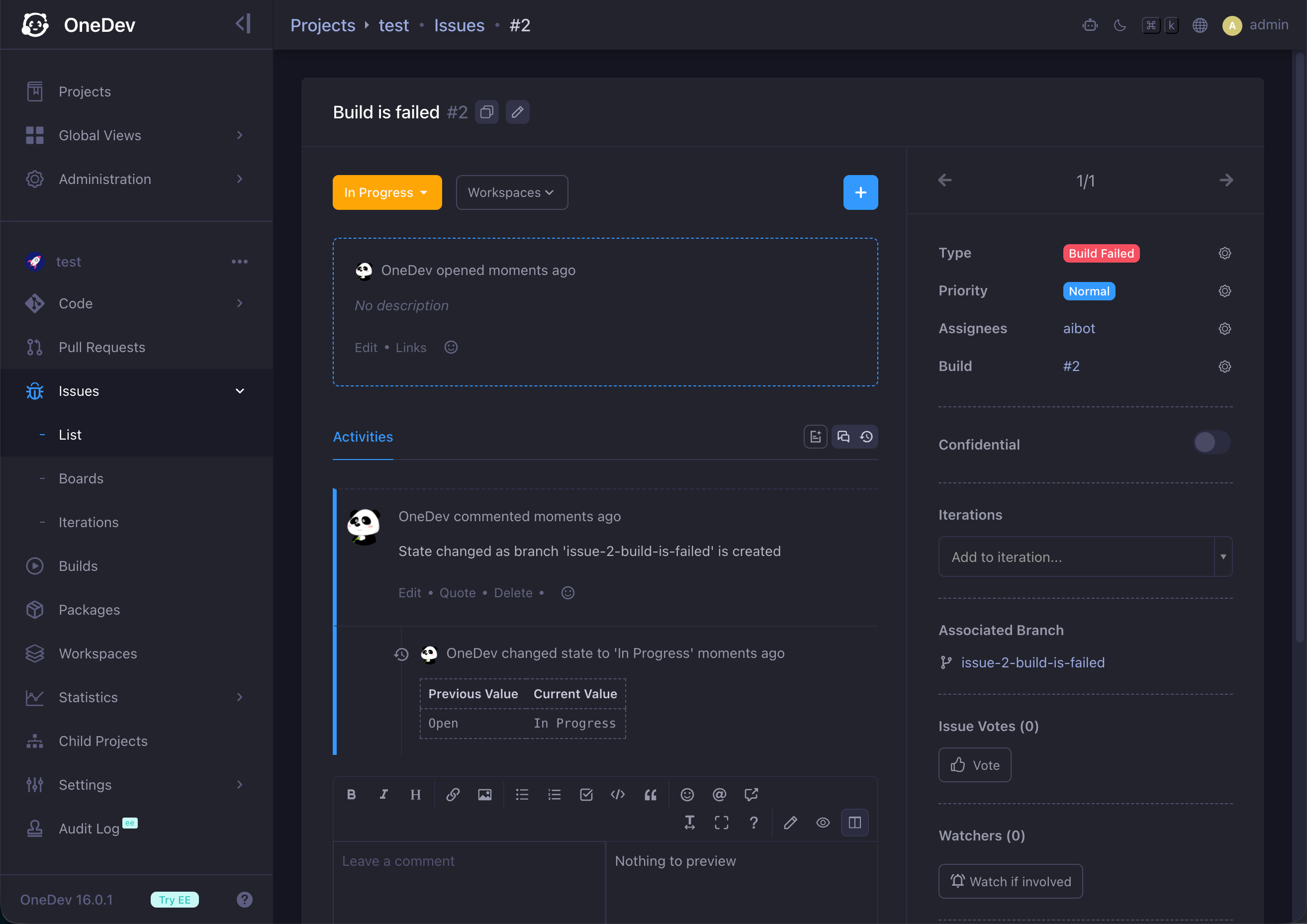 work on issue
